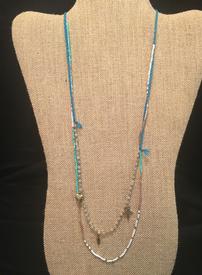 Blue bead with turquoise necklace //275
